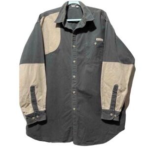 Vtg. Columbia Shooting Shirt Mens XL Green Color Block Outdoor Hunting Long Slvs